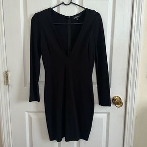 Plunge neck long sleeve LBD